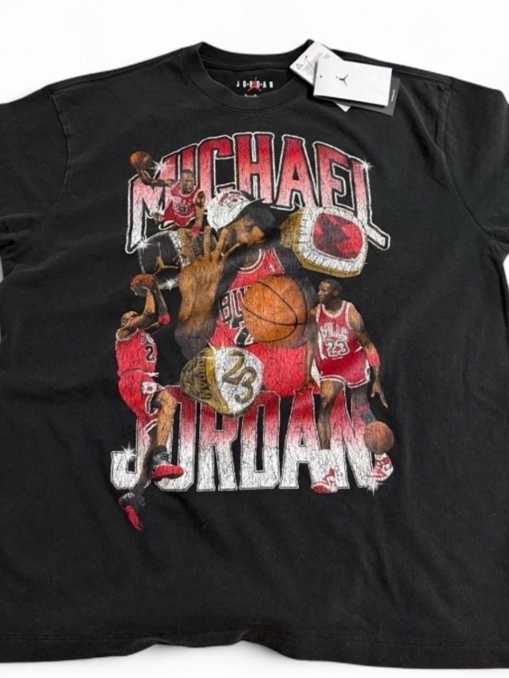 Michael Jordan Black Graphic Tee with Red Detail